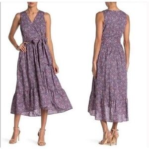J. Crew Liberty Kayoko Floral Sleeveless Faux Wrap Dress Blue Multi Size 00